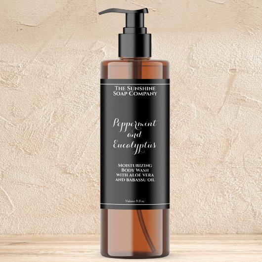 Waterproof curly font black cosmetics bottle label schaumweinetikett