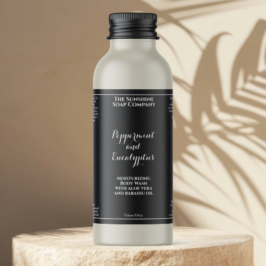 Waterproof curly font black cosmetics bottle label schaumweinetikett