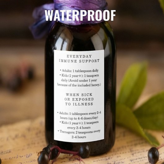 Waterproof Elderberry Syrup Instructions Labels Weinetikett