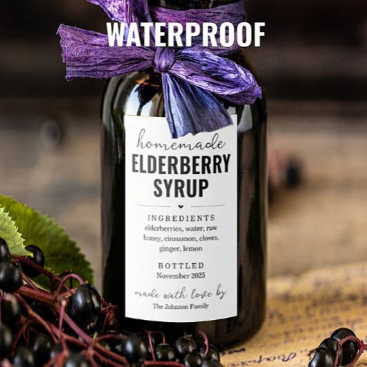 Waterproof Homemade Elderberry Syrup Labels Weinetikett