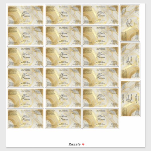 Waterproof Ivory Gold Foil Dropper Bottle Label (Blatt)