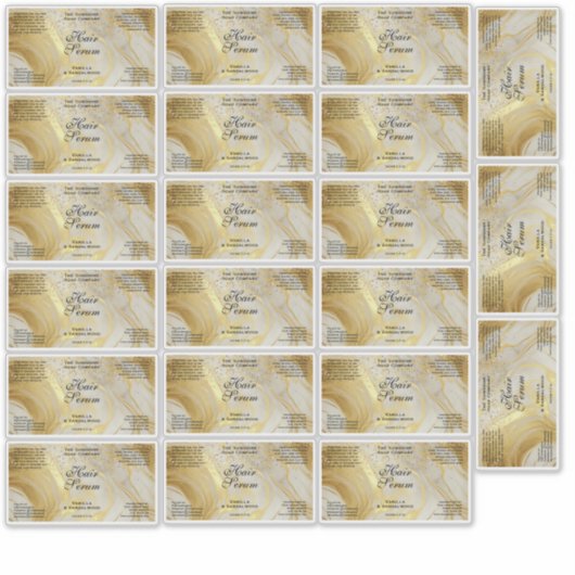 Waterproof Ivory Gold Glitter Dropper Bottle Label (Vorderseite)