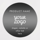 Waterproof Modern Logo & Text Schwarz Gradient Etiketten (Design 1)