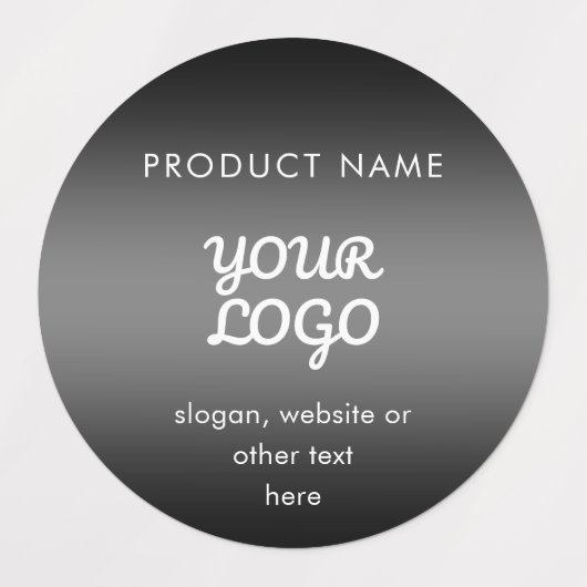 Waterproof Modern Logo & Text Schwarz Gradient Etiketten (Design 1)