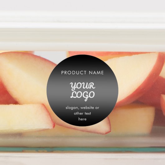 Waterproof Modern Logo & Text Schwarz Gradient Etiketten (Befestigt)