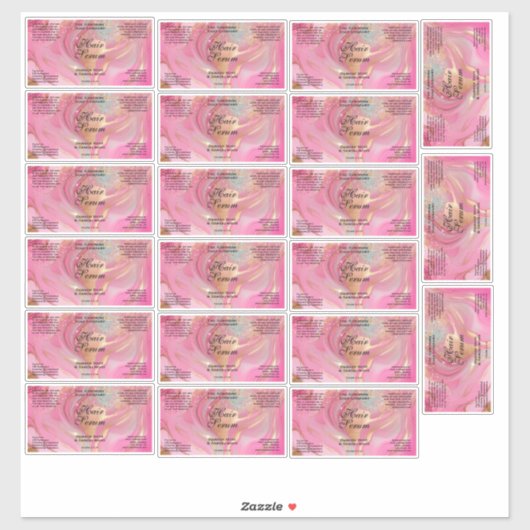 Waterproof Pink Gold Glitter Dropper Bottle Label (Blatt)