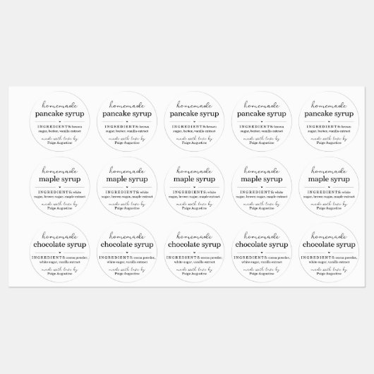 Waterproof Round Homemade Syrup Gift Label Sticker (Blatt)