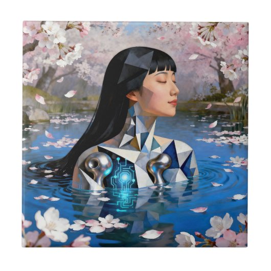 "Water's Digital Dream" - ein digitales Portrait Fliese (Vorderseite)