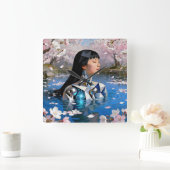 "Water's Digital Dream" - ein digitales Portrait Quadratische Wanduhr (Zuhause)