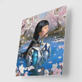 "Water's Digital Dream" - ein digitales Portrait Quadratische Wanduhr (Winkel)