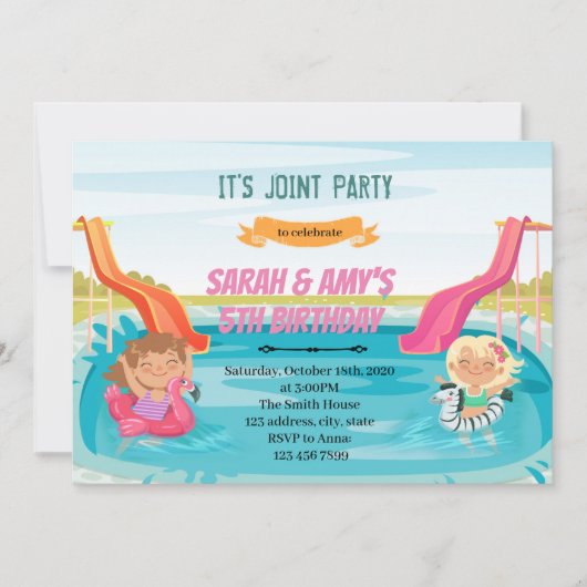 Watersilde Mädchen gemeinsame Party-Einladung Einladung (Vorderseite)
