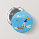 Waterski im Vintagen Stil Button (Vorne & Hinten)