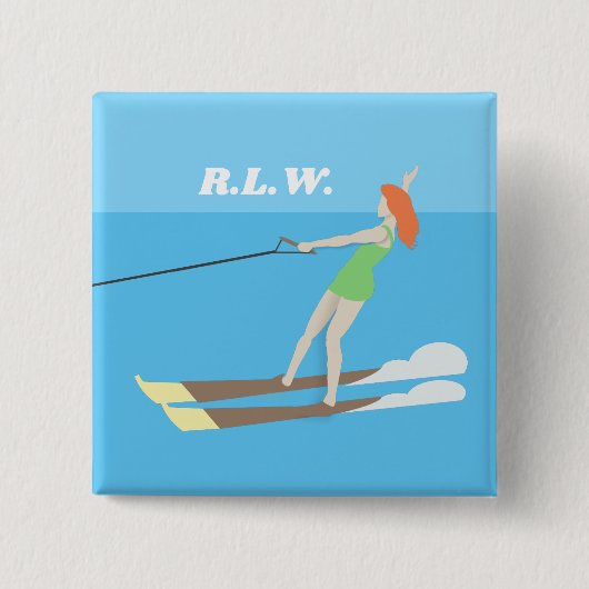 Waterski im Vintagen Stil Button (Vorderseite)