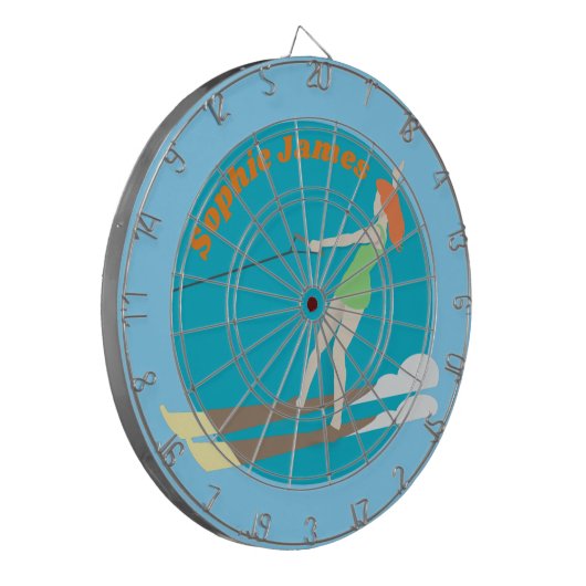 Waterski im Vintagen Stil Dartscheibe (Vorderseite Links)