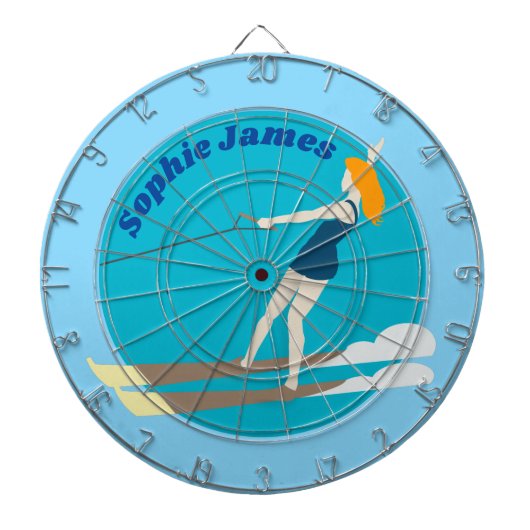 Waterski im Vintagen Stil Dartscheibe (vorne)