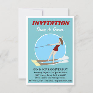 Waterski im Vintagen Stil Einladung