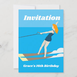 Waterski im Vintagen Stil Einladung