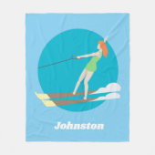 Waterski im Vintagen Stil Fleecedecke (Vorderseite)