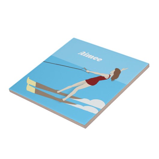 Waterski im Vintagen Stil Fliese (Seite)