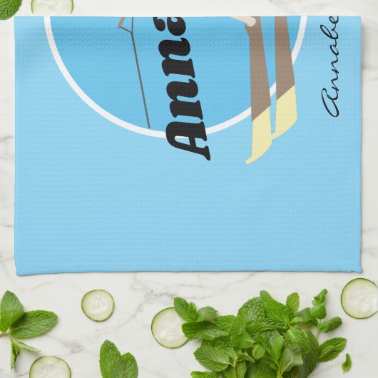 Waterski im Vintagen Stil Geschirrtuch (Gefaltet)