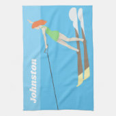 Waterski im Vintagen Stil Geschirrtuch (Vertikal)