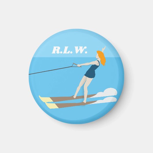 Waterski im Vintagen Stil Magnet (Vorne)