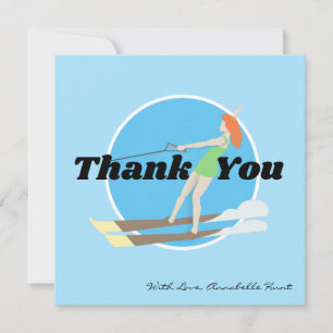 Waterski im Vintagen Stil Mitteilungskarte