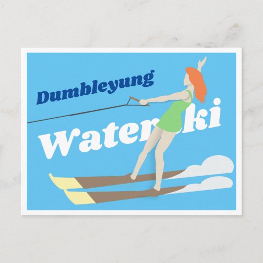 Waterski im Vintagen Stil Postkarte (Vorderseite)