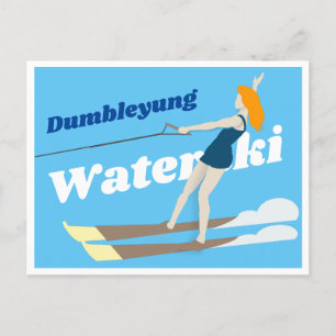 Waterski im Vintagen Stil Postkarte