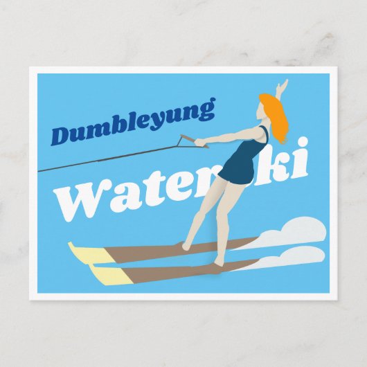 Waterski im Vintagen Stil Postkarte (Vorderseite)