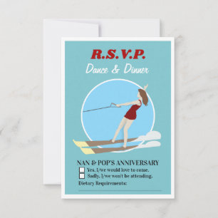 Waterski im Vintagen Stil RSVP Karte