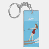 Waterski im Vintagen Stil Schlüsselanhänger (Vorderseite links)