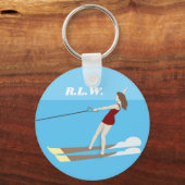 Waterski im Vintagen Stil Schlüsselanhänger (Vorderseite)