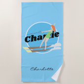 Waterski im Vintagen Stil Strandtuch (Vorderseite)