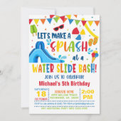 Waterslide Bash Birthday Einladung - Junge (Vorderseite)