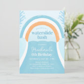 Waterslide Bash Sommer Geburtstag Einladung (Stehend Vorderseite)