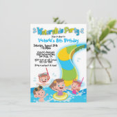Waterslide Pool Geburtstagsparty Einladung (Stehend Vorderseite)