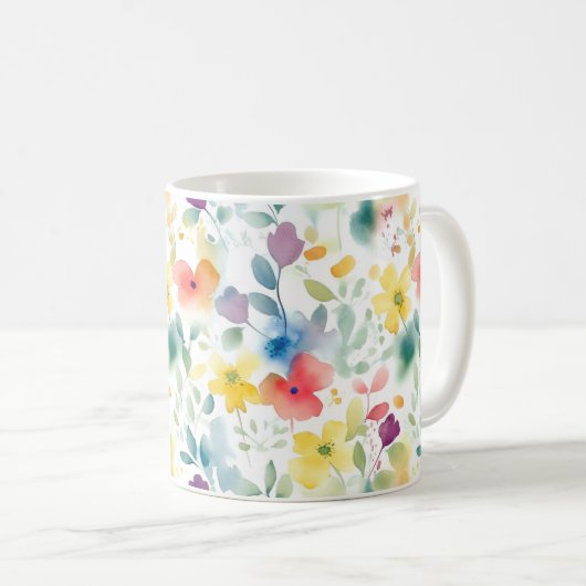 Watersolor Frühlingsblumen Tasse (VorderseiteRechts)