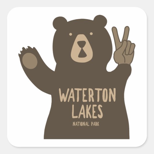 Waterton Lakes National Park Peace Bear Quadratischer Aufkleber (Vorderseite)