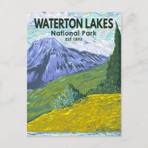 Waterton Lakes Nationalpark Kanada Reise Vintage Postkarte