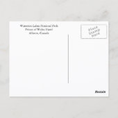 Waterton Seen National Park, Alberta, Kanada Postkarte (Rückseite)