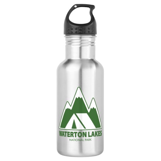 Waterton Seen Nationalpark Camping Edelstahlflasche (Vorderseite)
