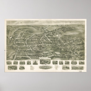 Watertown Connecticut 1918 Panoramakarte Poster