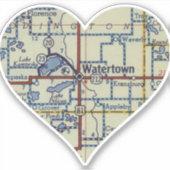 Watertown SD Vintage Karte Aufkleber (Vorderseite)