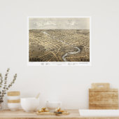 Watertown, WI Panorama Karte - 1867 Poster (Küche)