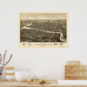 Watertown, WI Panorama Karte - 1885 Poster (Küche)