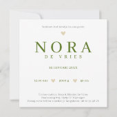 Waterverf Hert Monogram N Geboortekaartje   Karte (Rückseite)