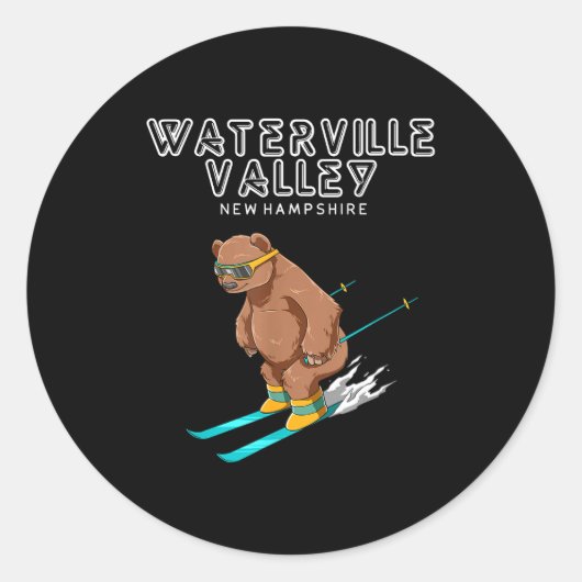 Waterville Valley New Hampshire - Funny Ski Grizzl Runder Aufkleber (Vorderseite)