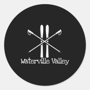 Waterville Valley Rustic Ski Skier Skier Skistöcke Runder Aufkleber