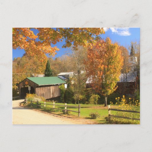 Waterville Vermont Covered Bridge and Village Postkarte (Vorderseite)